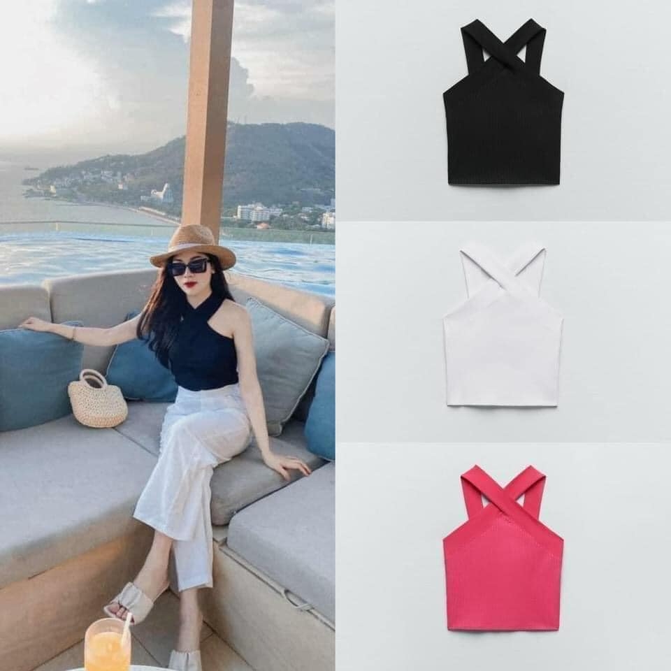Áo cổ yếm vải gân dáng vừa Zara Auth New Tag có sẵn 0962/178 0962178 1443/178 1443178