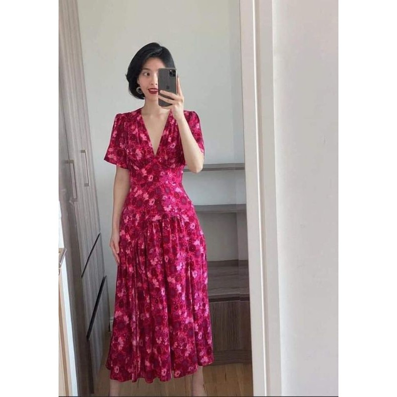 Váy lụa dáng dài cổ V vạt chéo Topshop Auth new tag có sẵn 701656140