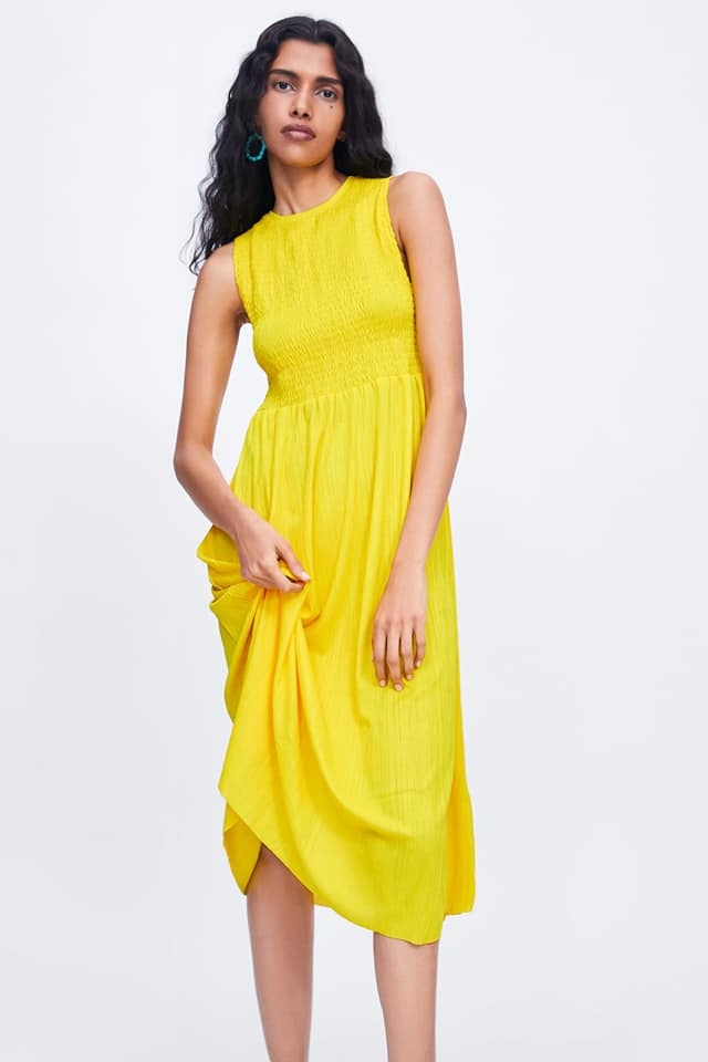 Váy dáng dài suông nhẹ chun ngực Zara Auth New Tag có sẵn 1463/008 1464008