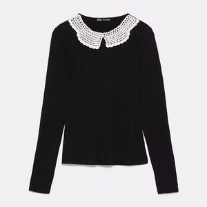 Áo len cổ trắng Peter Pan Zara Auth new tag có sẵn 5644/161 5644161