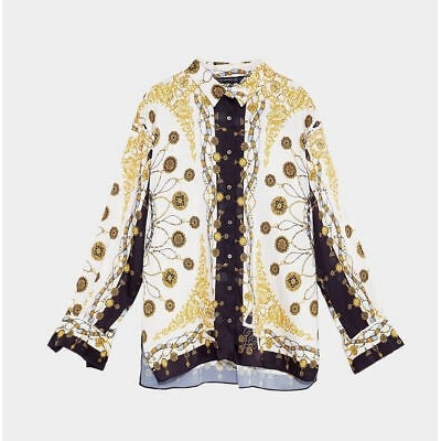 Áo sơ mi lụa họa tiết sang trọng Zara Auth New tag có sẵn 8059/716 8059716