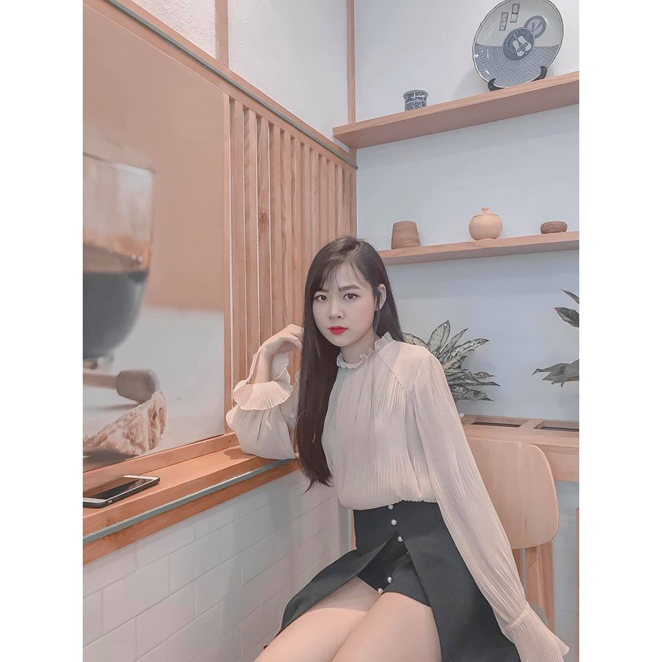 Áo blouse tiểu thư dập ly Zara Auth new tag có sẵn