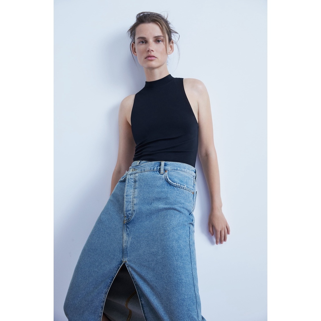 Áo thun không tay, cổ 3 phân Zara Auth New tag có sẵn 4174/629 4174629