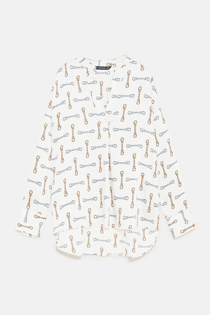 Áo sơ mi dáng rộng vạt sau dài Zara Auth New Tag có sẵn 8488/143 8488143
