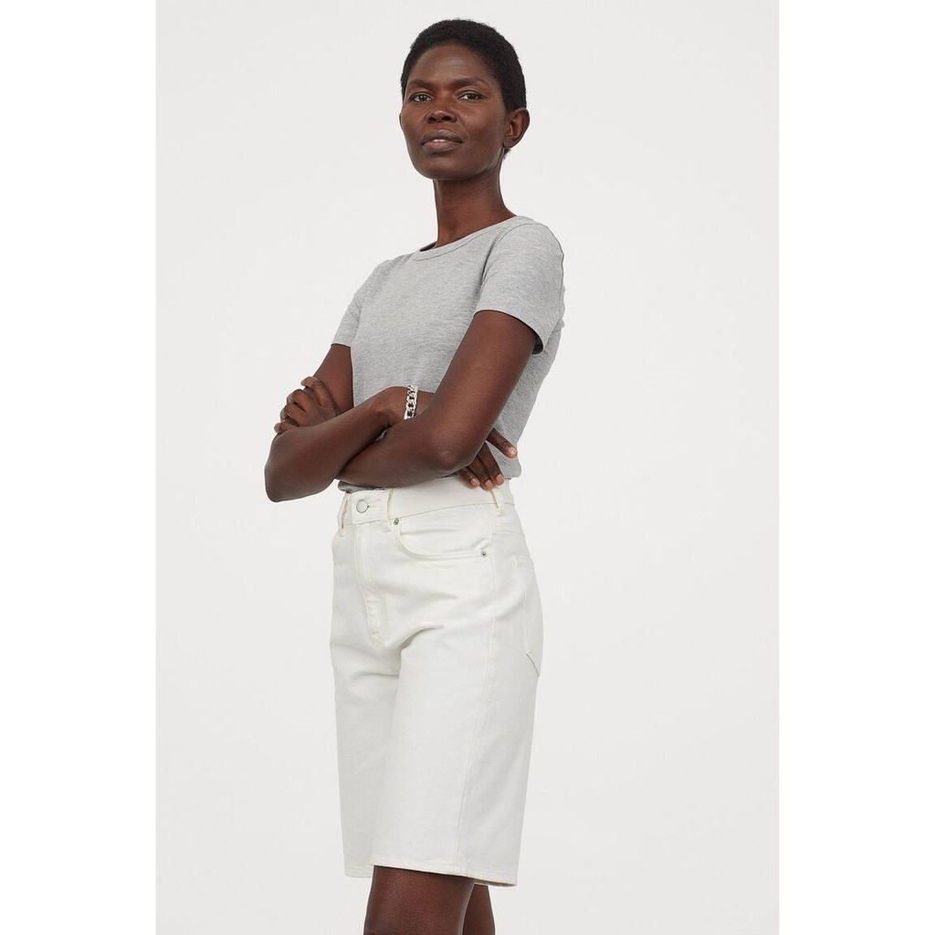 Áo phông cổ tròn basic dáng ôm chất co dãn nhiều màu H&M Auth new tag có sẵn 0778064