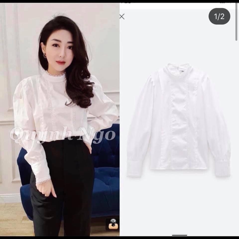 Áo sơ mi kiểu nữ viền cổ Zara Auth New tag có sẵn 4043/261 4043261