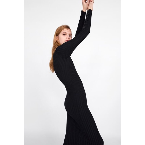 Váy len co dãn dáng body cổ cao Zara Auth New tag có sẵn 3471/005 3471005 bầu nhỏ mặc được