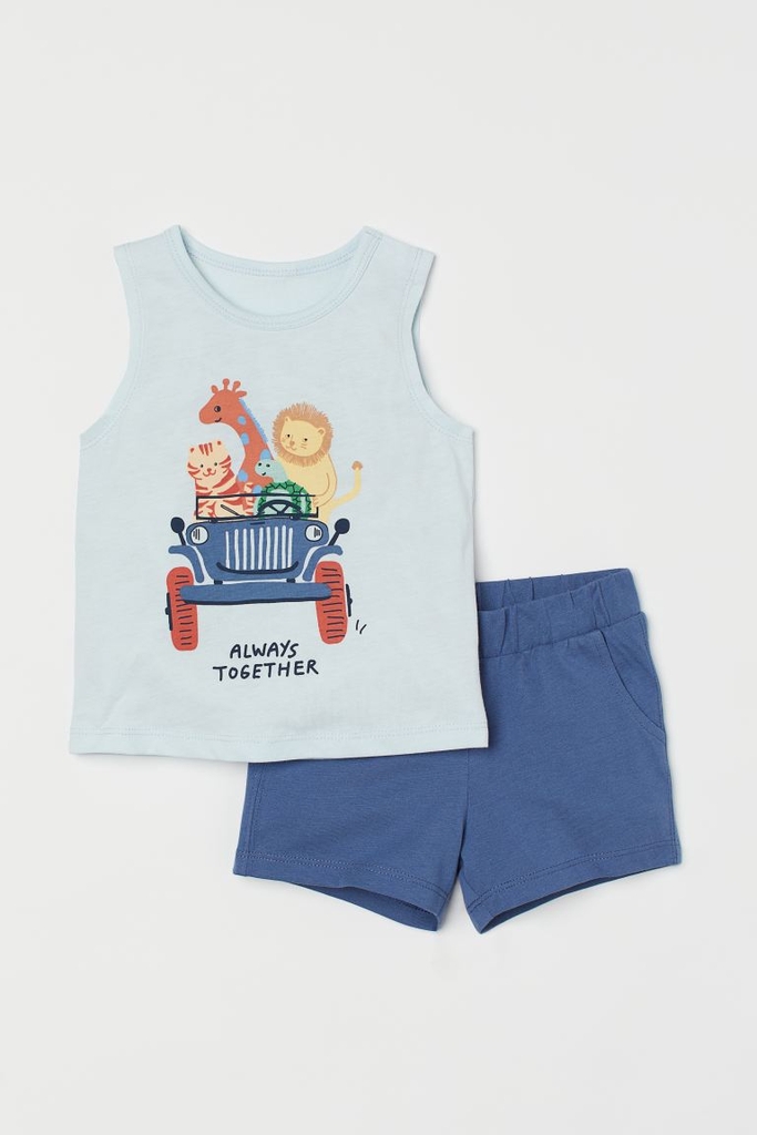 Set bộ bé trai gồm áo ba lỗ và quần short H&M Auth New Tag có sẵn 0950833003