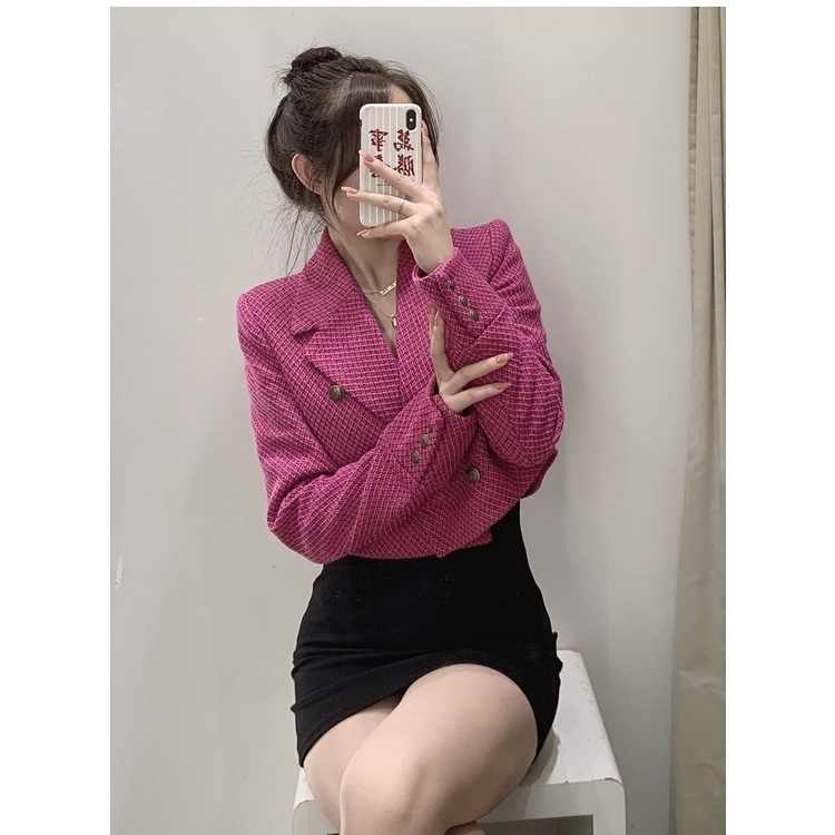 Áo khoác dạ tweed dáng ngắn Zara Auth New Tag có sẵn 2010/725 2010725