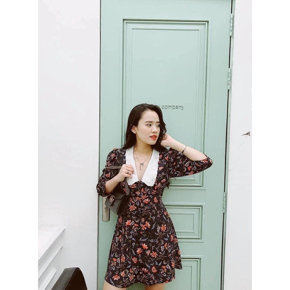 Váy hoa xòe dáng ngắn cổ V Zara Auth new tag có sẵn 2329/149 2329149