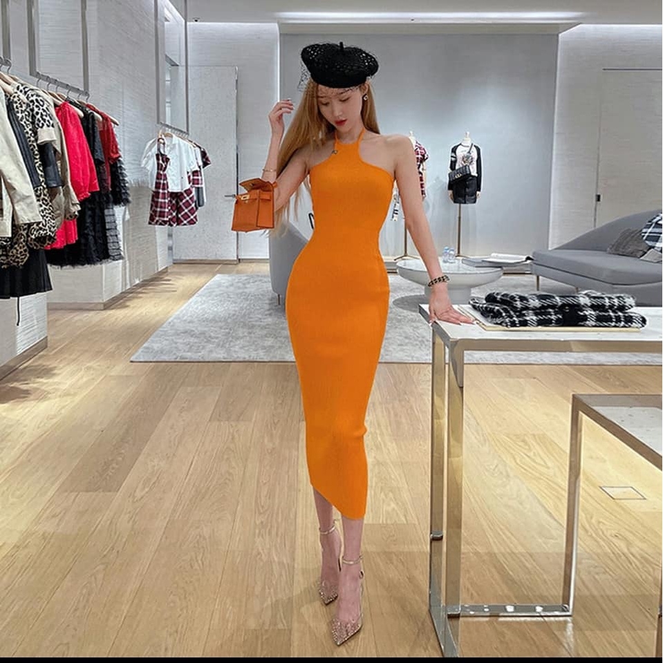 Váy thun cổ yếm dáng dài dây chéo Zara Auth New tag có sẵn 0264/171 0264171
