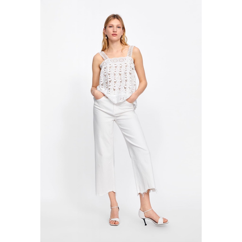 Áo thêu hai dây bản to Zara Auth New tag có sẵn 7969/026 7969026