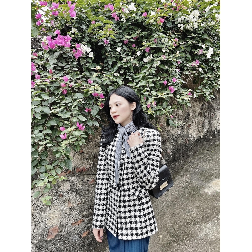 Áo khoác họa tiết Houndstooth Zara Auth New Tag có sẵn 8465/465 8465465