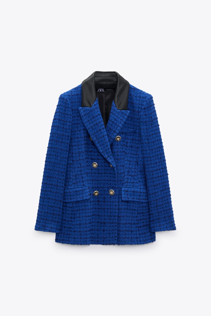 Áo khoác Blazer cổ viền da có túi Zara Auth New Tag có sẵn 2128/242 2128242