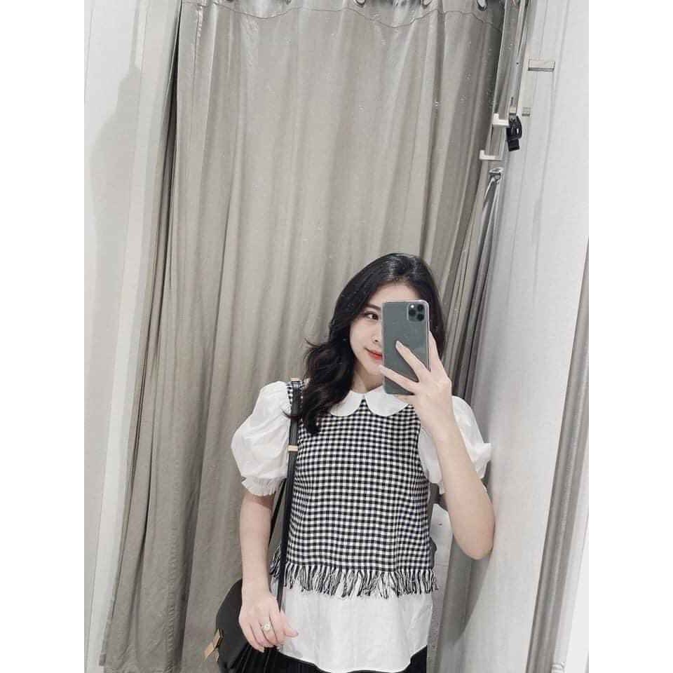 Áo sơ mi Zara phối Tweed Auth new tag có sẵn 2478/262 2478262
