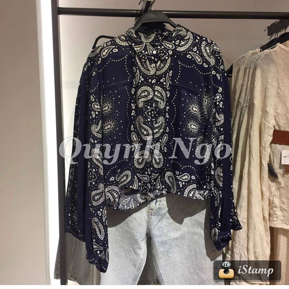Áo sơ mi lụa dáng ngắn Zara Auth New Tag có sẵn 7385/001 7385001