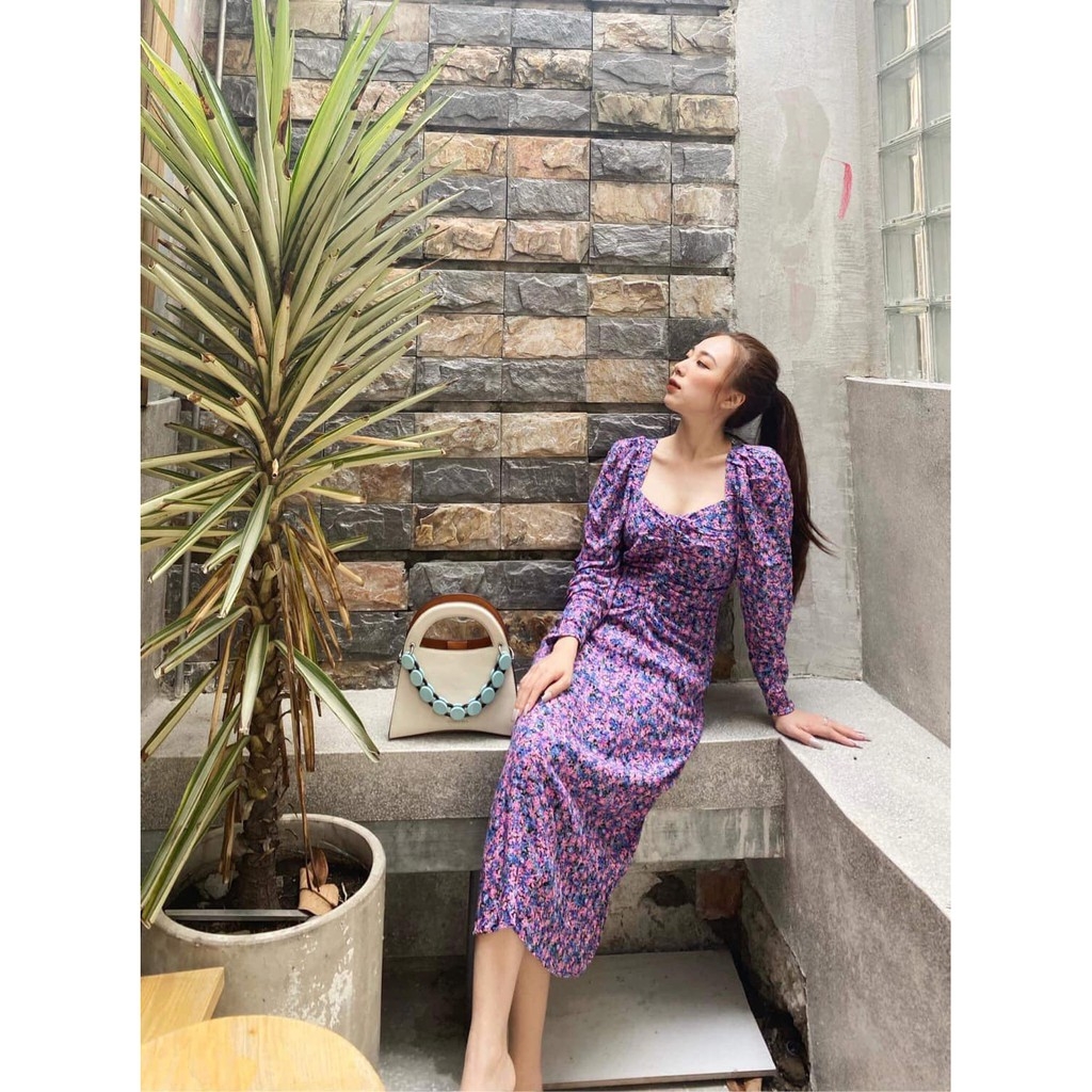 Váy hoa cổ vuông dáng dài Zara Auth new tag có sẵn 0794/104 0794104