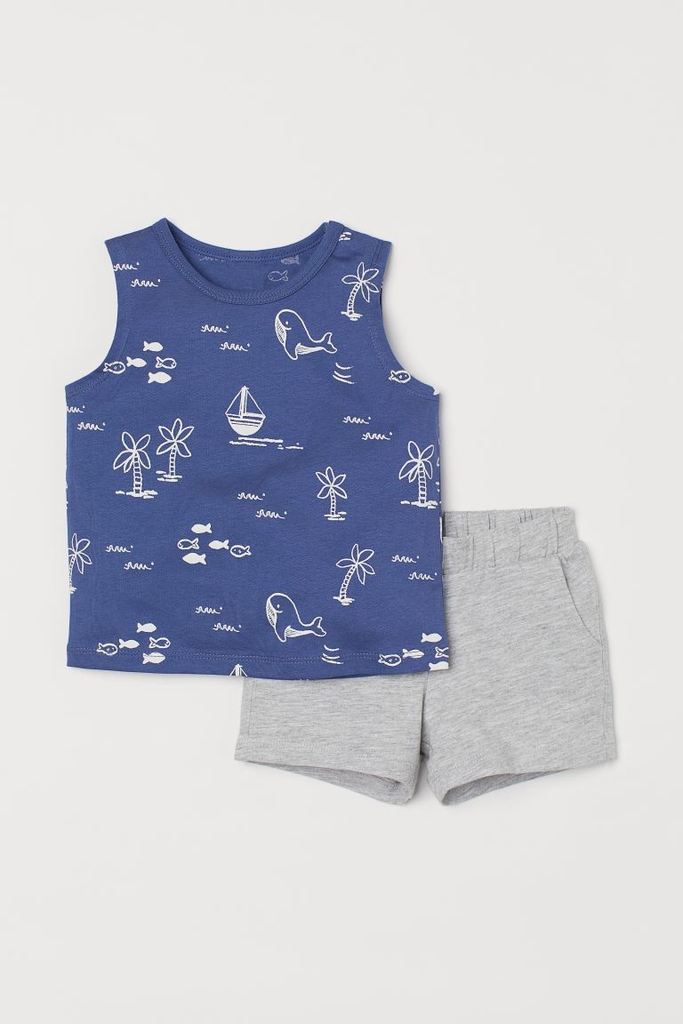 Set bộ bé trai gồm áo ba lỗ và quần short H&M Auth New Tag có sẵn 0950833001