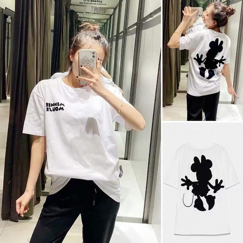 Áo phông trắng dáng rộng Minie Mouse Zara Auth new tag có sẵn 0085/014 0085014
