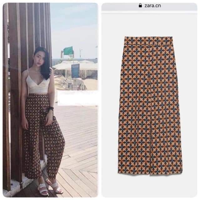 Quần dáng suông ống rộng họa tiết Zara Auth New Tag có sẵn 2561/094 2561094
