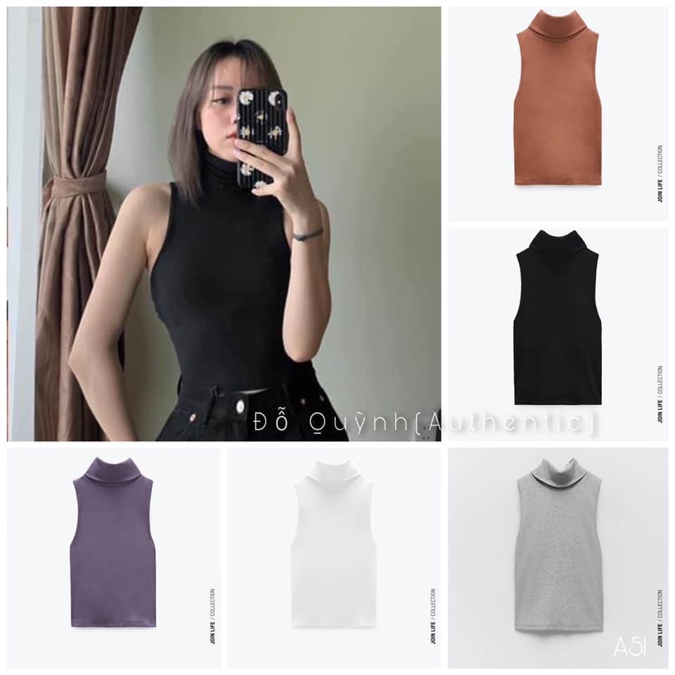 Áo sát nách cổ ống Zara Auth new tag có sẵn 3641/804 3641804