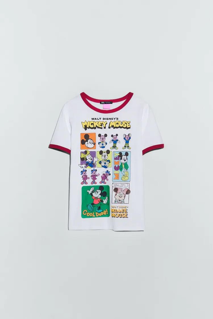 Áo phông Mickey cotton dáng vừa Zara Auth New Tag có sẵn 0085/365 0085365