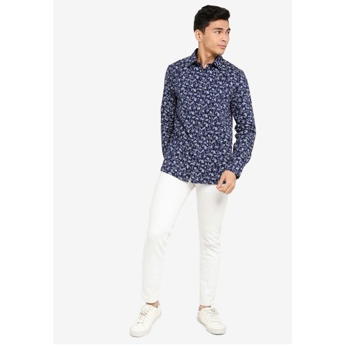 Áo sơ mi nam Burton Menswear UK Auth new tag (burton menswear muscle fit floral shirt navy)