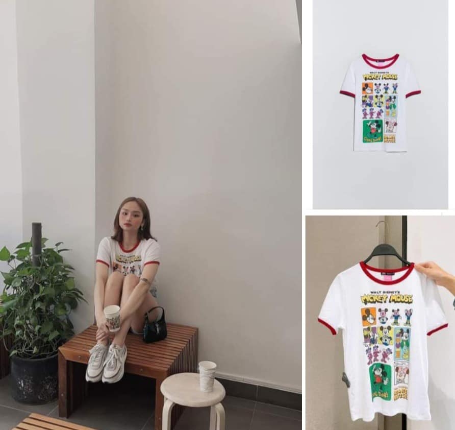 Áo phông Mickey cotton dáng vừa Zara Auth New Tag có sẵn 0085/365 0085365