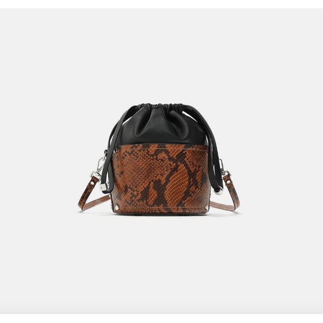 Túi Bucket da rắn Zara Auth new tag có sẵn 7366/304 7366304