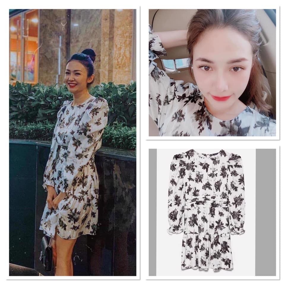 Váy hoa lụa Zara Auth new tag có sẵn
