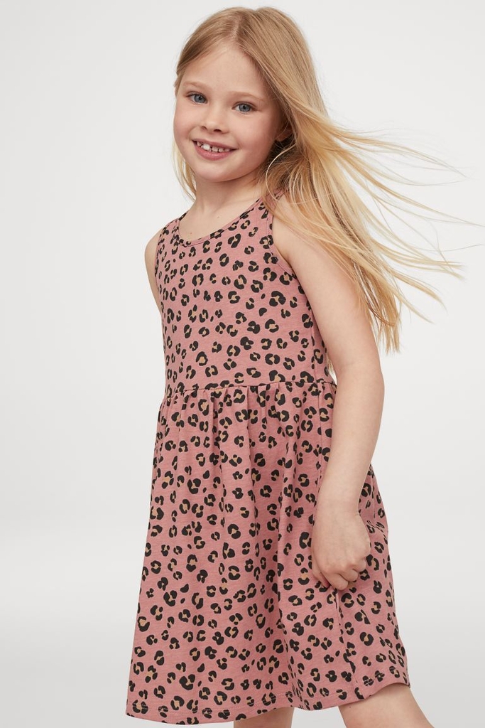 Váy thun không tay chất cotton H&M Auth New Tag có sẵn Patterned jersey dress 0870530075