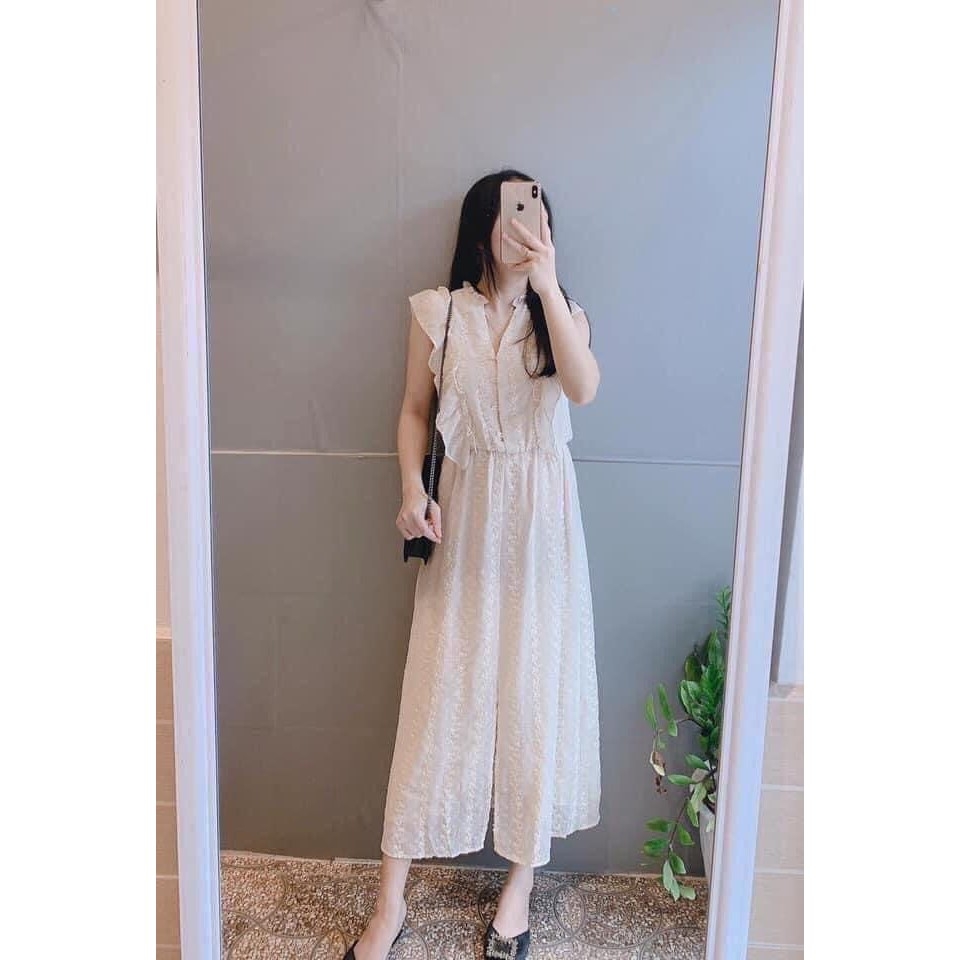 Váy dáng dài thêu hoa chìm Zara có sẵn auth new tag