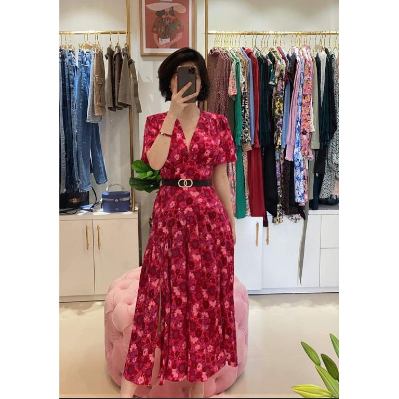 Váy lụa dáng dài cổ V vạt chéo Topshop Auth new tag có sẵn 701656140