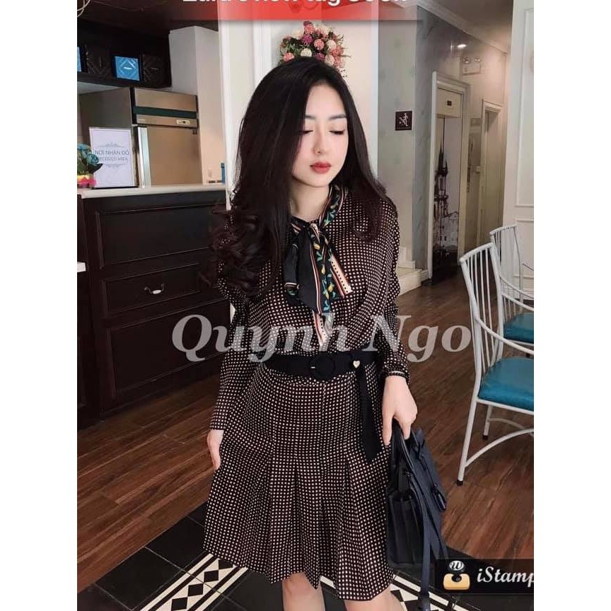 Váy lụa kèm nơ cổ Zara Auth new tag có sẵn 8232/089 8232089