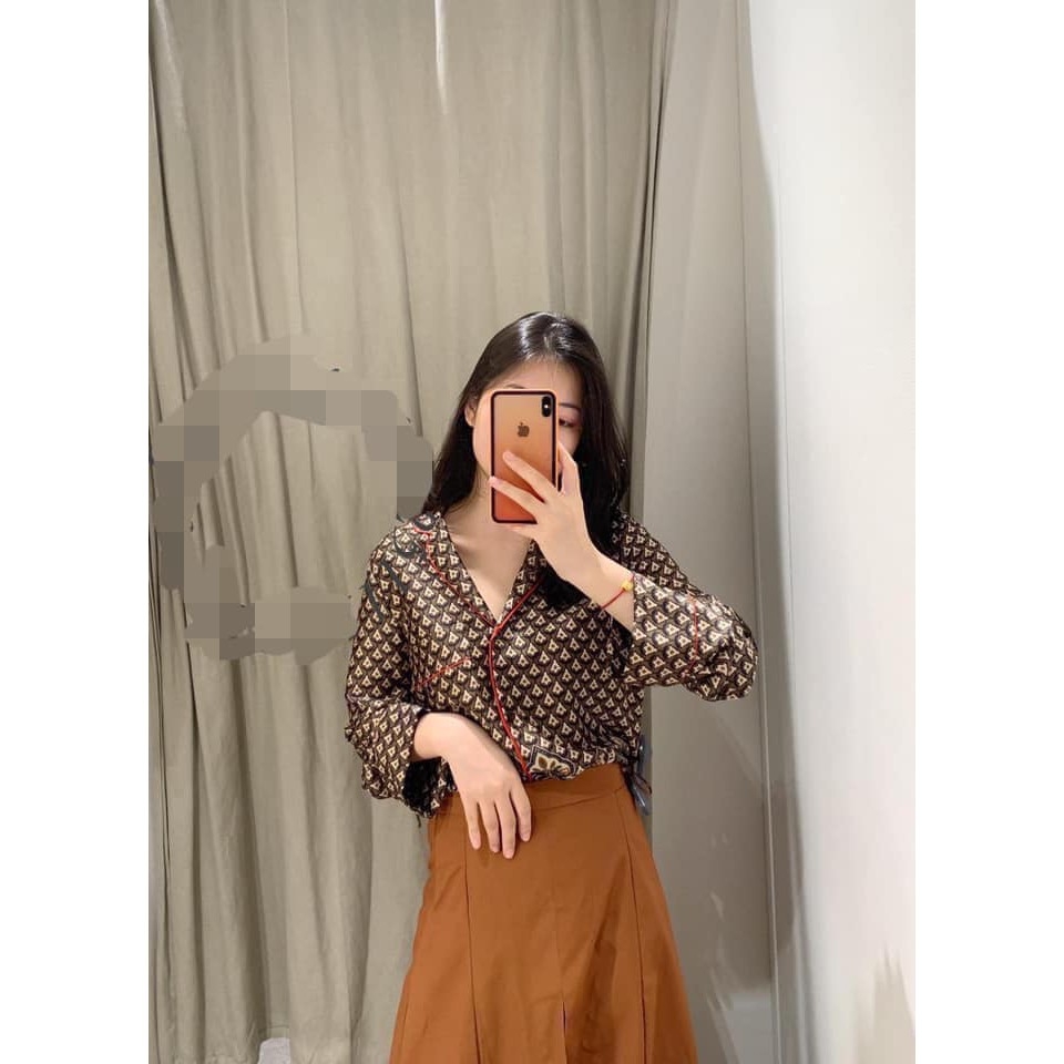 Áo sơ mi lụa dáng rộng Zara Auth new tag có sẵn