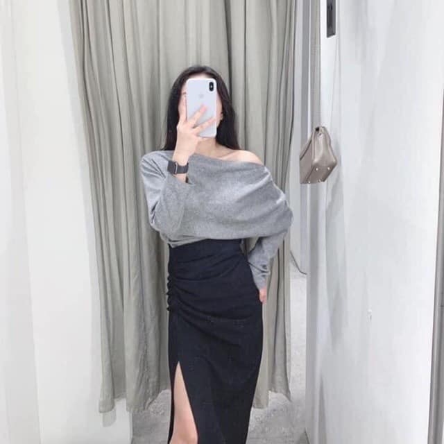 Chân váy chun eo dáng dài Zara auth có sẵn