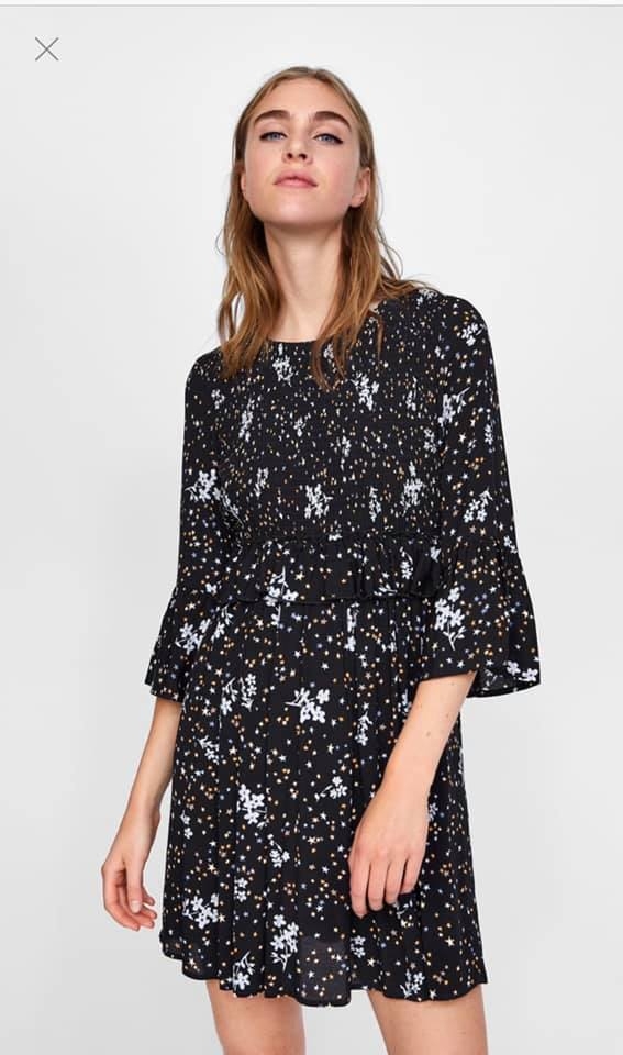 Váy Zara dáng ngắn chun ngực xòe nhẹ Zara Auth New Tag có sẵn 7901/255 7901255