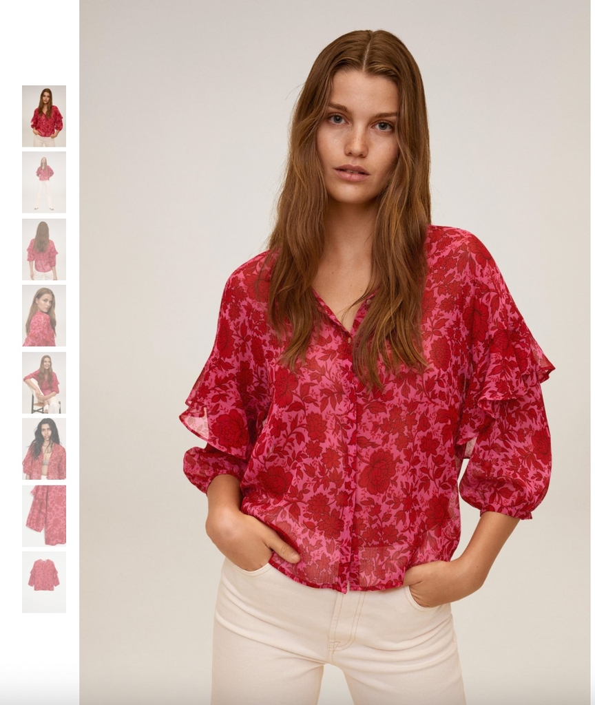 Áo Blouse voan hoa tay lỡ Mango Auth New Tag có sẵn 67019225