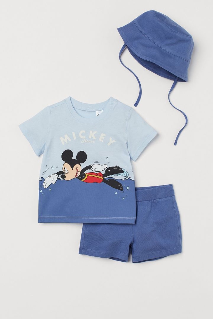 Set bộ 3 món (áo+quần+mũ) bé trai Mickey H&M Auth New Tag có sẵn 0844181002