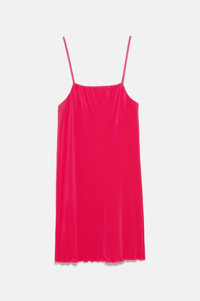 Váy hai dây dập ly dáng suông ngắn lót ngực Zara Auth New Tag có sẵn 5039/365 5039365