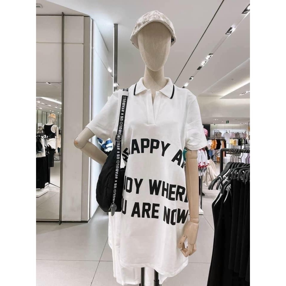 Váy dáng suông in chữ Zara Auth new tag có sẵn 0085/312 0085312 bầu có thể mặc được