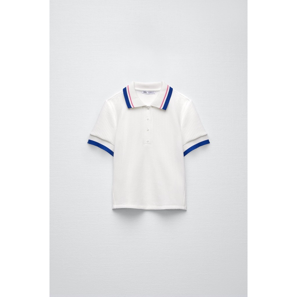 Áo phông đan cổ Polo viền màu Zara Auth New tag có sẵn 1131/401 1131401