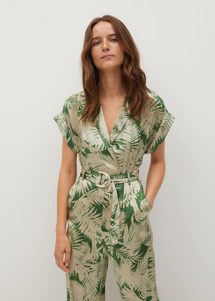 Jumpsuit dáng dài họa tiết lá Mango Auth New Tag có sẵn 67069215