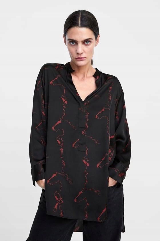 Áo sơ mi lụa dáng dài Horse Zara Auth New Tag có sẵn 7865/805 7865805