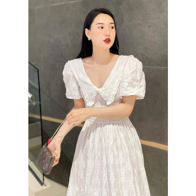 Váy thêu cổ V dáng dài Zara Auth New Tag có sẵn 1930/303 1930303