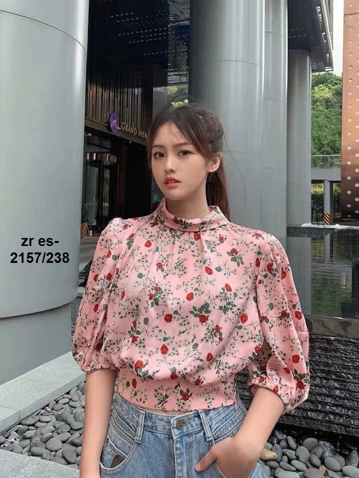 Áo Blouse lụa in hoa hồng Zara Auth New Tag có sẵn 2157/238 2157238
