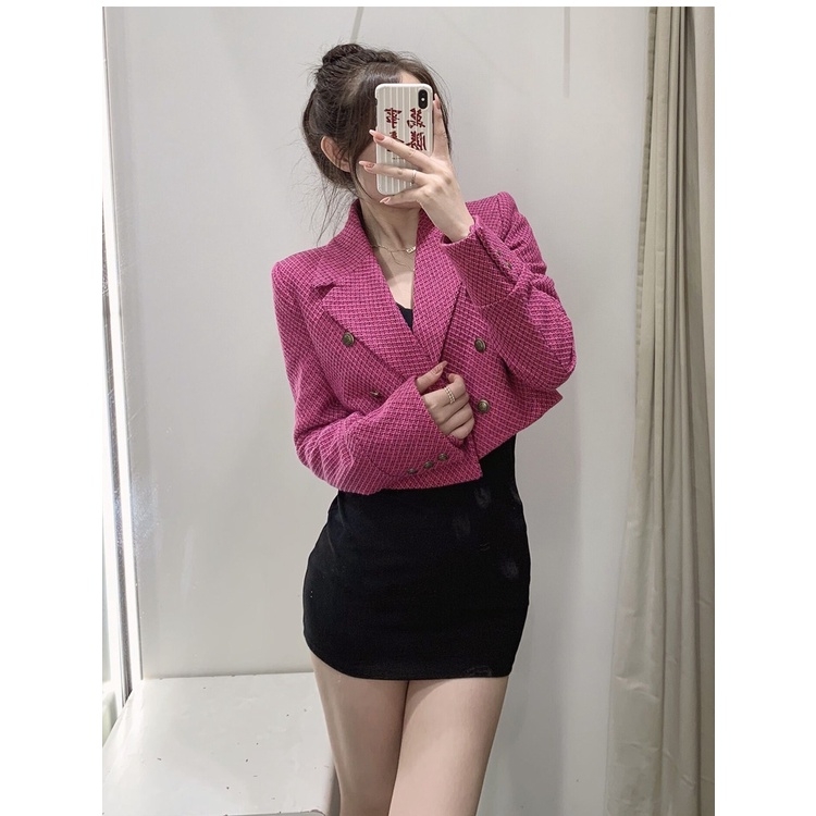 Áo khoác dạ tweed dáng ngắn Zara Auth New Tag có sẵn 2010/725 2010725