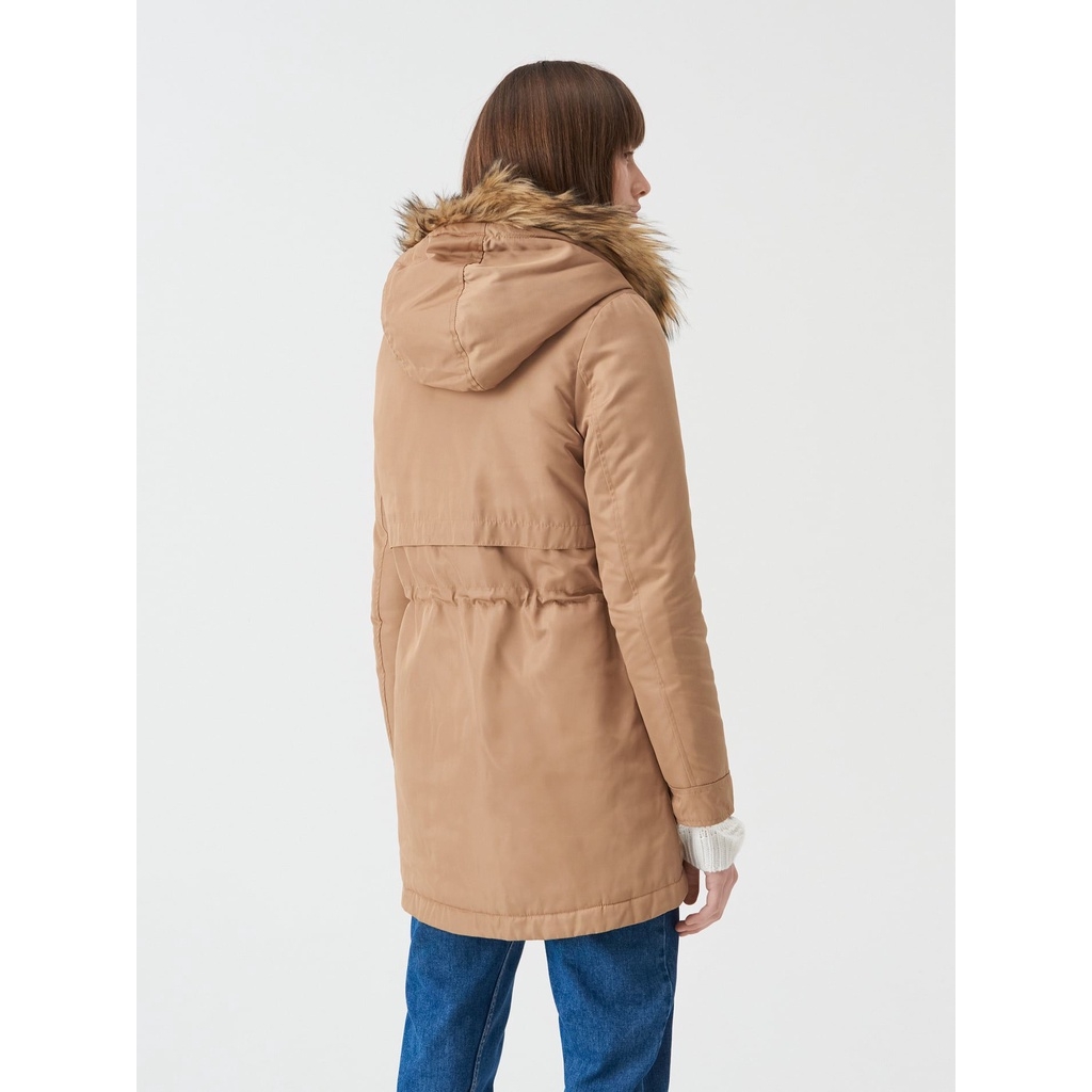 Áo khoác Parka lót lông, đai eo điều chỉnh, mũ lông liền, chống nước nhẹ Sinsay Auth New Tag có sẵn YX133-80X