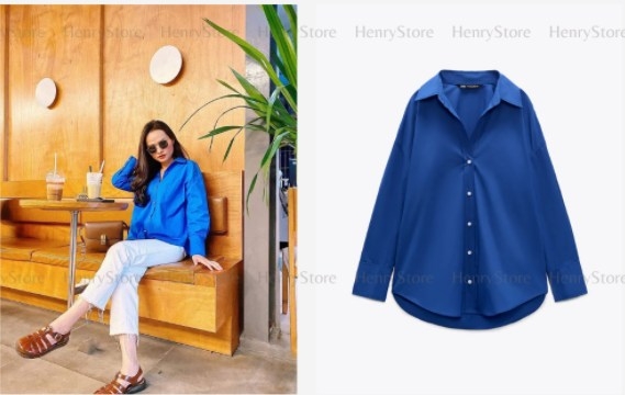 Áo sơ mi cotton dáng rộng Zara Auth New Tag có sẵn 8275/255 8275255