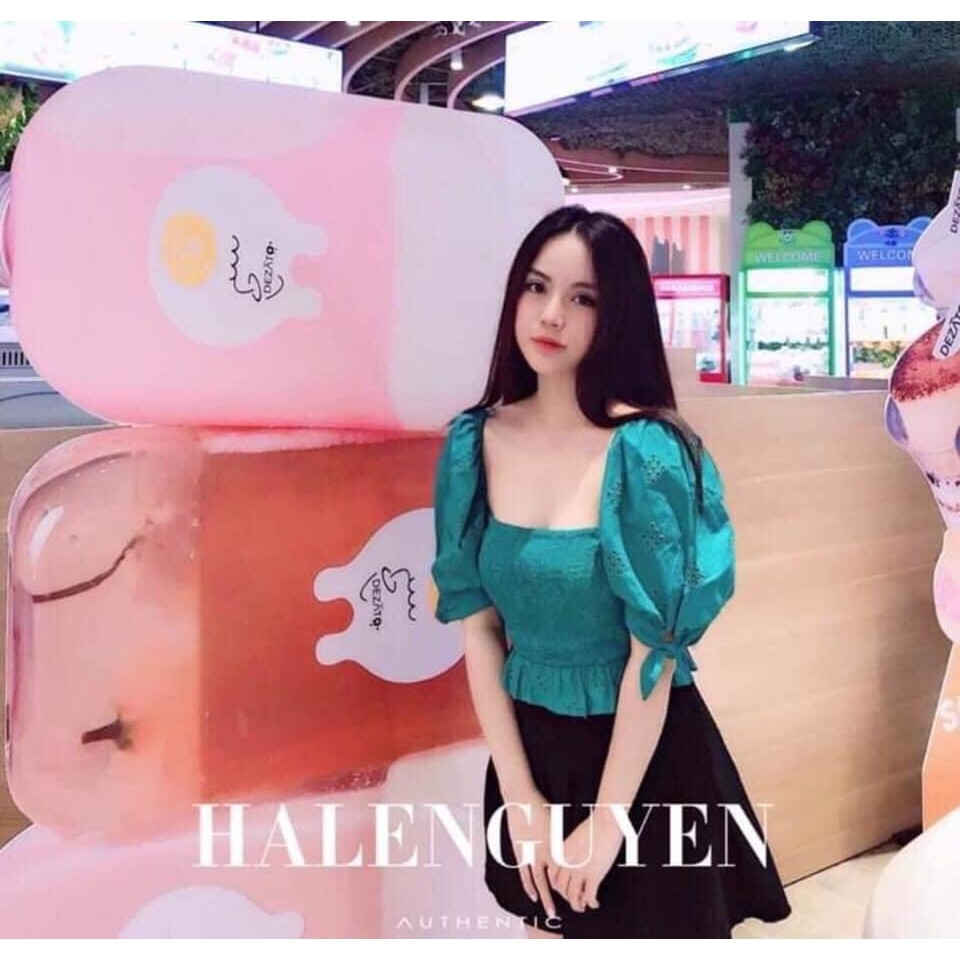 Áo kiểu cổ vuông chun eo Zara auth new tag có sẵn 5107/001 5107001